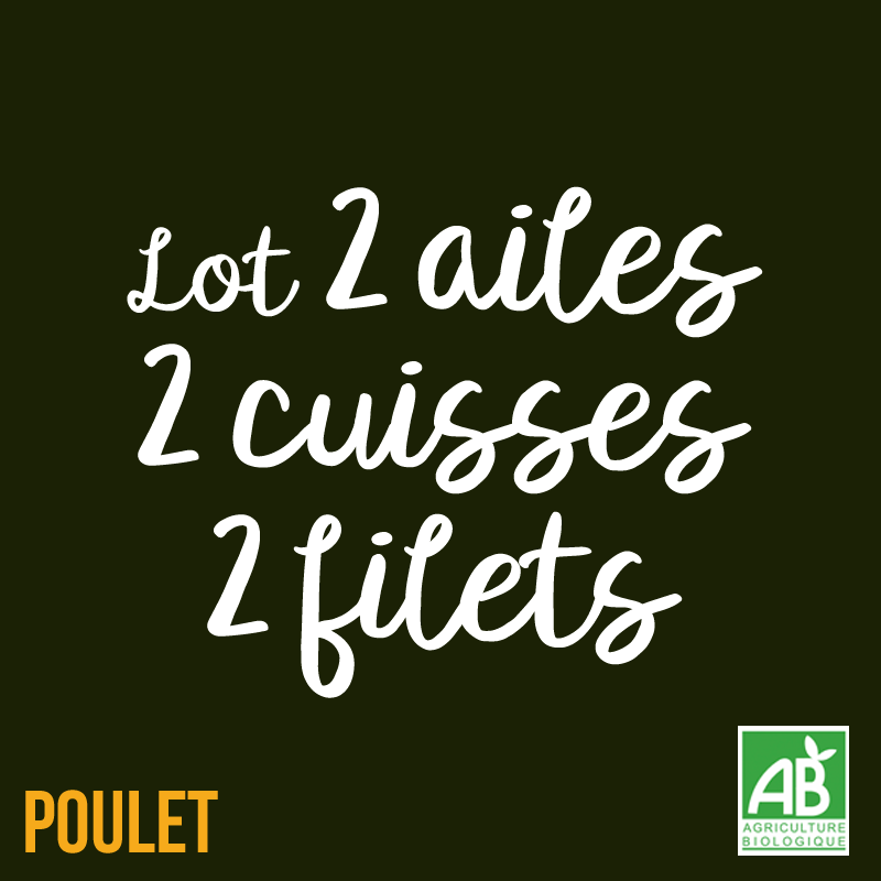 Poulet 2 filets + 2 ailes + 2 cuisses (1,651kg)